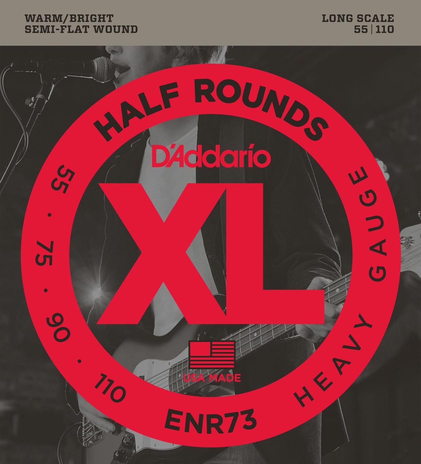 D'Addario ENR73 Half Round Bass Guitar Strings, Heavy, 55-110, Long Scale