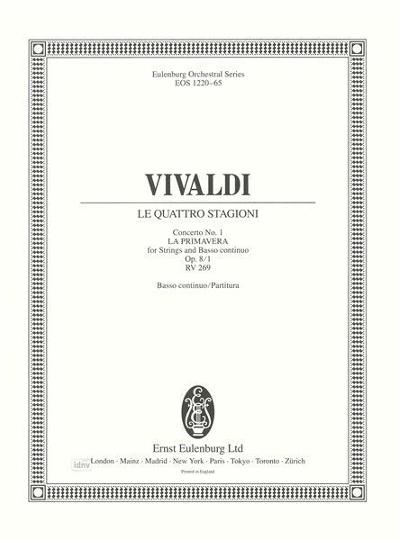 Vivaldi - Four Seasons Op 8/1 Rv 269 Spring Score/Bc Part (Eulenburg)