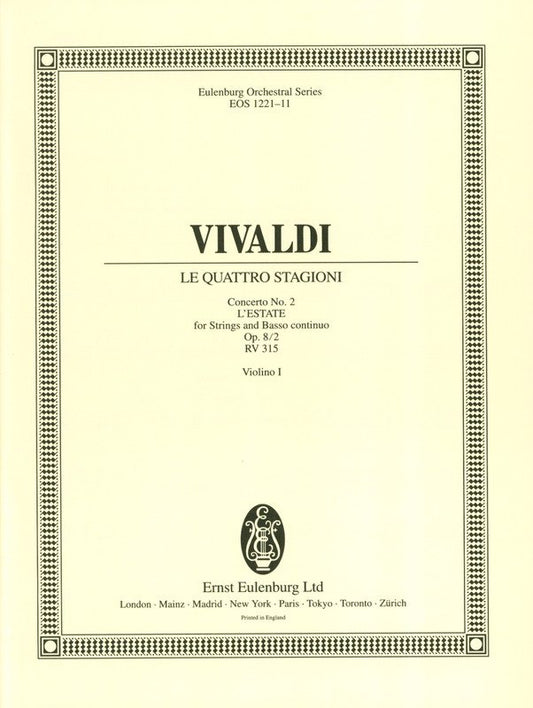 Vivaldi - Four Seasons Op 8/2 Rv 315 Summer Violin 1 Part (Eulenburg)
