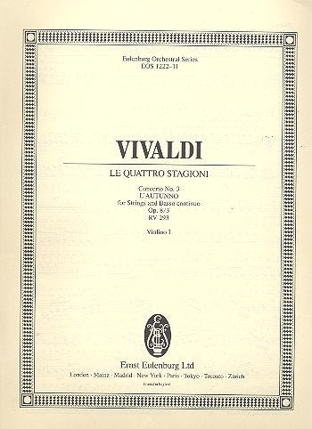 Vivaldi - Four Seasons Op 8/3 Rv 293 Autumn Violin 1 Part (Eulenburg)