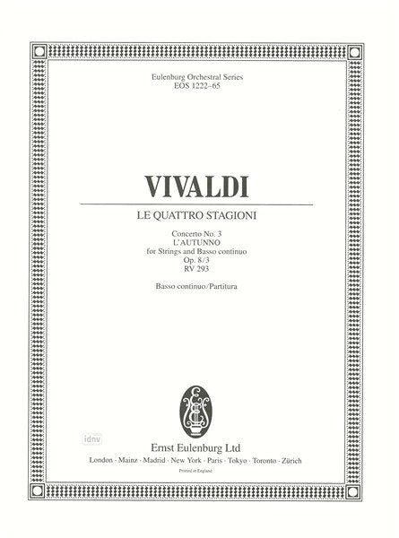 Vivaldi - Four Seasons Op 8/3 Rv 293 Autumn Score/Bc Part (Eulenburg)
