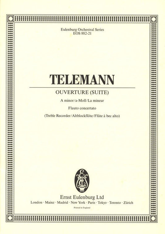 Telemann - Overture (Suite) A Minor Recorder (Flute) Part (Eulenburg)