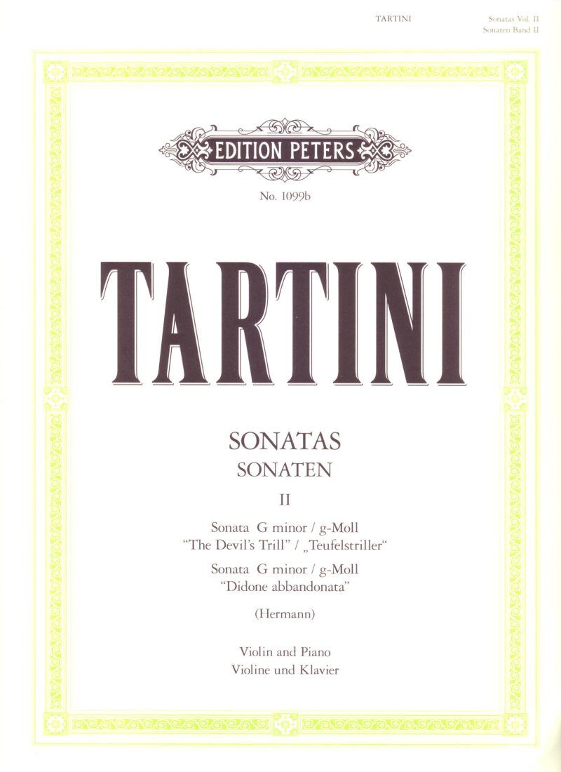 Tartini Sonatas Vol. 2 for Violin and Piano - Devil's Trill & Didone Abbandonata, Edited by Herrmann, Edition Peters