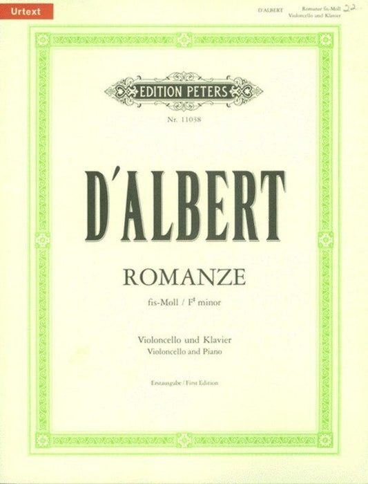 Romance in F Sharp Minor for Cello and Piano by Eugen D'Albert, Edition Peters
