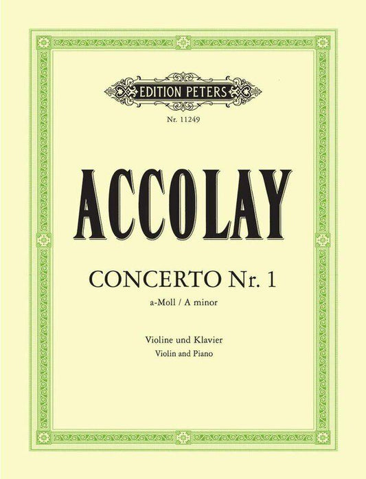 Accolay - Concerto No. 1 in A Minor for Violin and Piano, Grade 7, Edition Peters