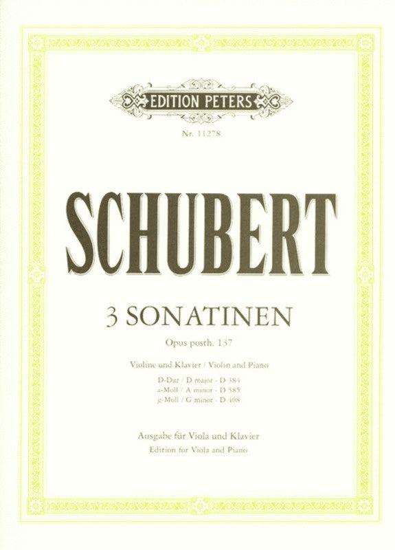 Sonatinas 3 Op Posth 137 (Softcover Book)