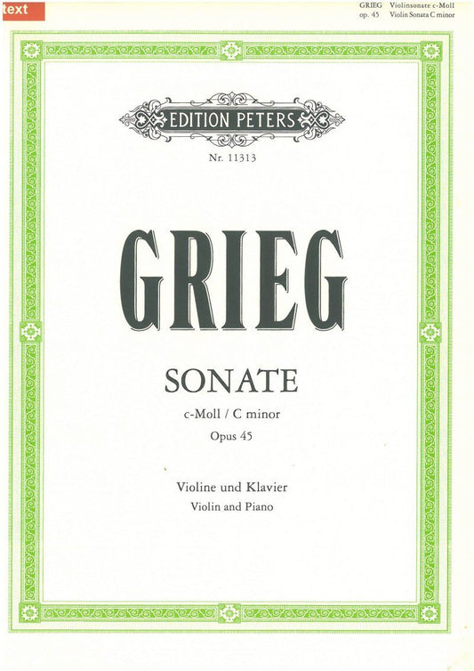 Grieg - Sonata No. 3 Op. 45 C Minor for Violin/Piano