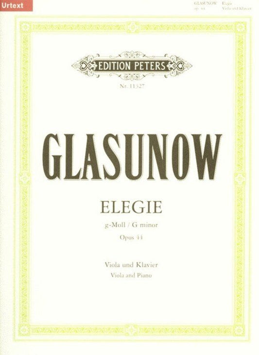 Glazunov - Elegy Op. 44 for Viola and Piano, Edition Peters, 1 Page