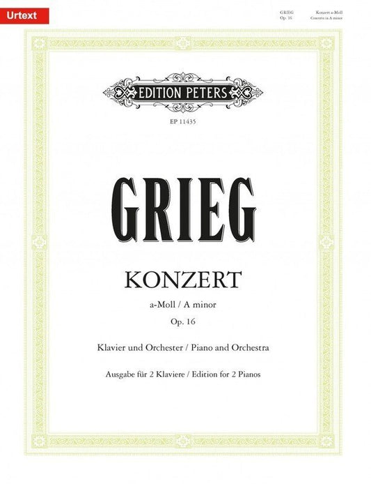 Grieg: Concerto in A Minor Op. 16 Urtext — 2 Pianos 4 Hands (Edition Peters)