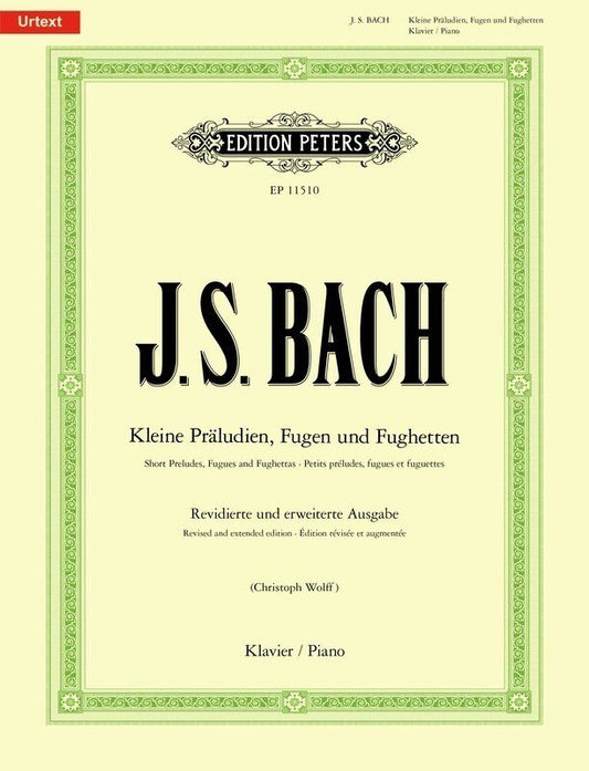 Bach - Short Preludes, Fugues and Fughettas for Piano, Urtext Edition, 84 Pages, Edition Peters