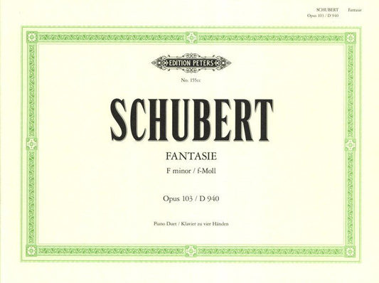 Schubert Fantasia in F Minor Op. 103 Piano Duet Edition Peters