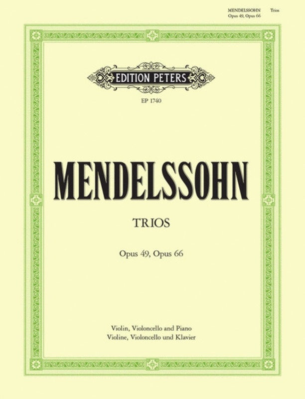 Piano Trios Op 49 D Min Op 66 C Min (Set Of Parts) Book