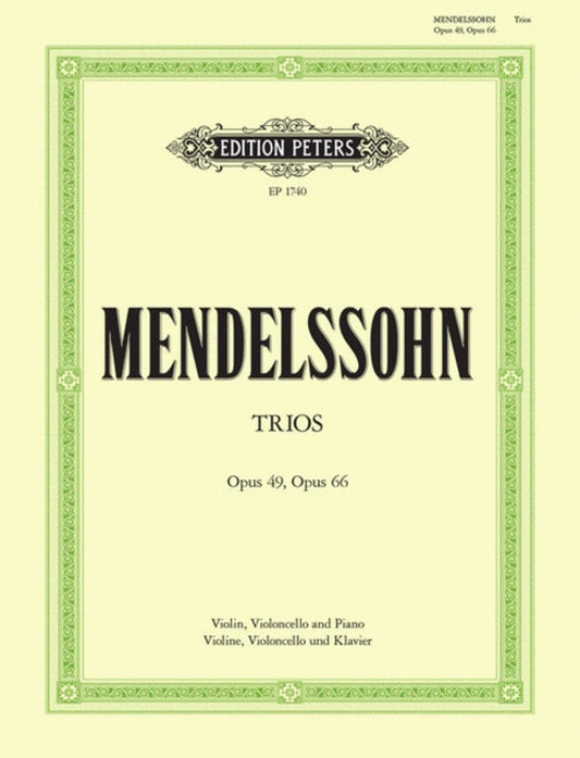 Piano Trios Op 49 D Min Op 66 C Min (Set Of Parts) Book