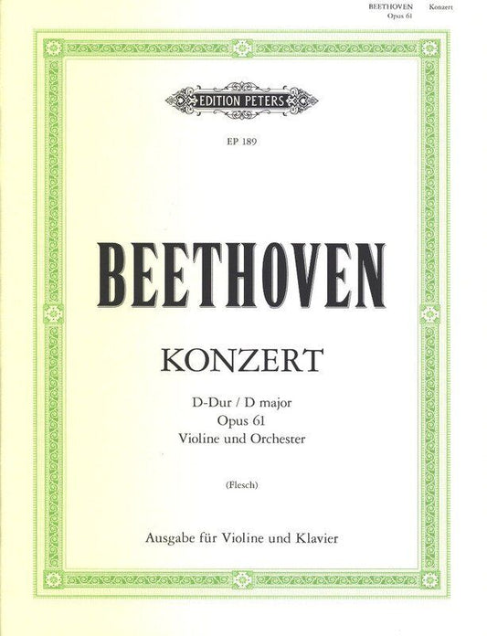 Beethoven - Concerto in D Major Op. 61 for Violin and Piano, Edited by Flesch, 48 Pages, Edition Peters