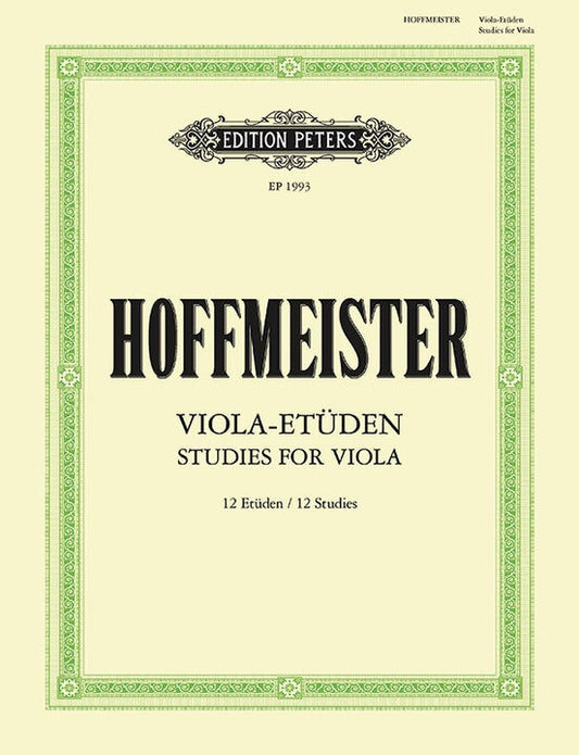 12 Studies for Viola Solo by Franz Anton Hoffmeister - Peters EP1993