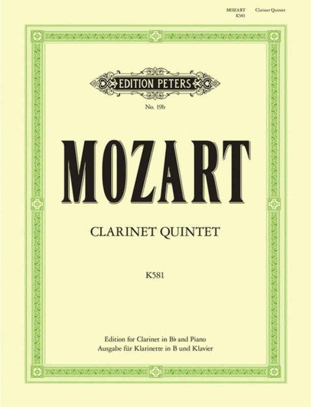 Quintet K581 A Clarinet In B Flat And Piano (Softcover Book)