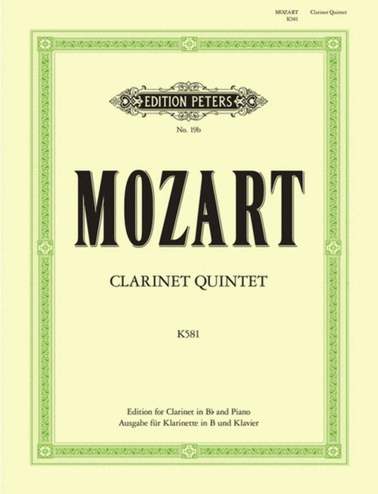 Quintet K581 A Clarinet In B Flat And Piano (Softcover Book)