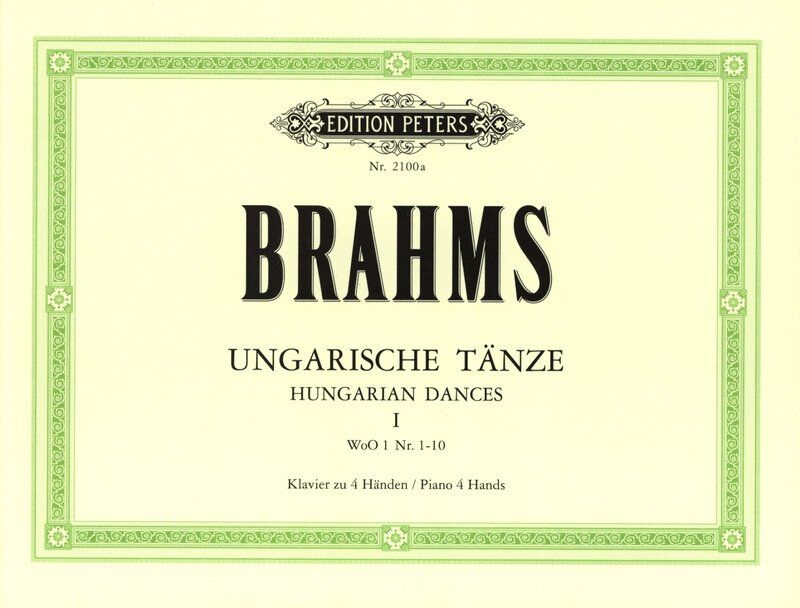 Brahms - Hungarian Dances Vol 1 Nos 1-10 Piano Duet Edition Peters