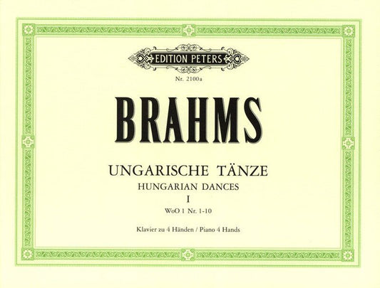Brahms - Hungarian Dances Vol 1 Nos 1-10 Piano Duet Edition Peters