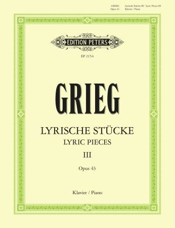 Lyric Pieces Book 3 Op 43 for Piano Solo by Edvard Grieg - Peters EP2154