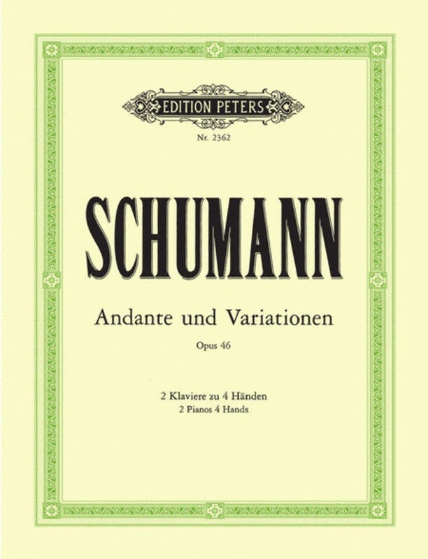 Schumann - Andante And Variations B Flat Op 46 2 Piano 4 Hand (Softcover Book)