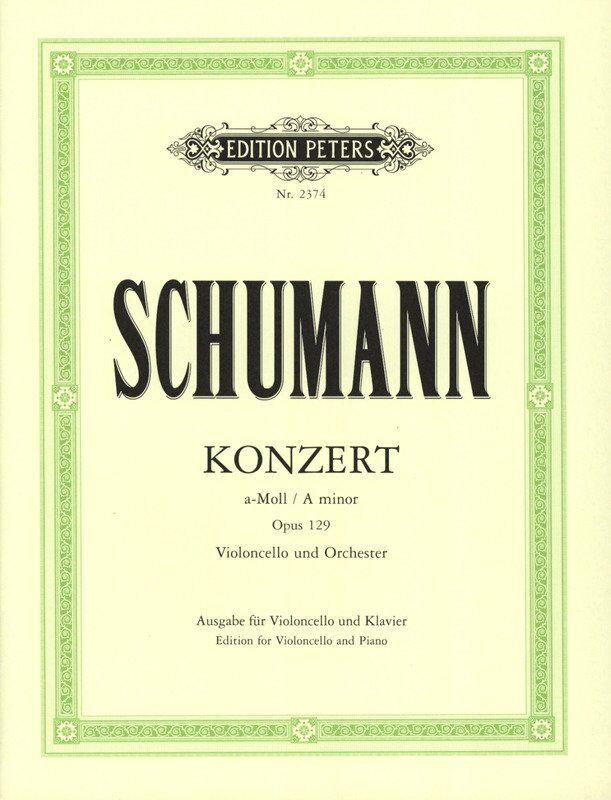 Schumann - Concerto A Minor Op. 129 for Cello and Piano, Edition Peters, 38 Pages