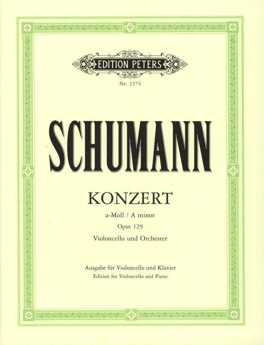 Schumann - Concerto A Minor Op. 129 for Cello and Piano, Edition Peters, 38 Pages