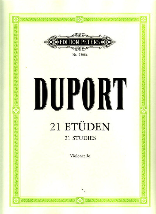 Duport - 21 Studies for Cello, Edition Peters, Cello Solo, 1 Page