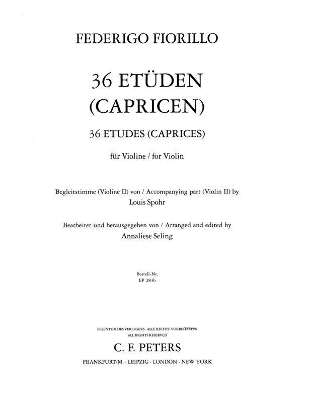 Fiorillo 36 Etudes (Caprices) Violin with Accompaniment Part by Louis Spohr