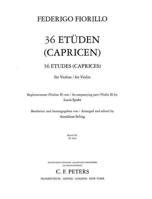 Fiorillo 36 Etudes (Caprices) Violin with Accompaniment Part by Louis Spohr