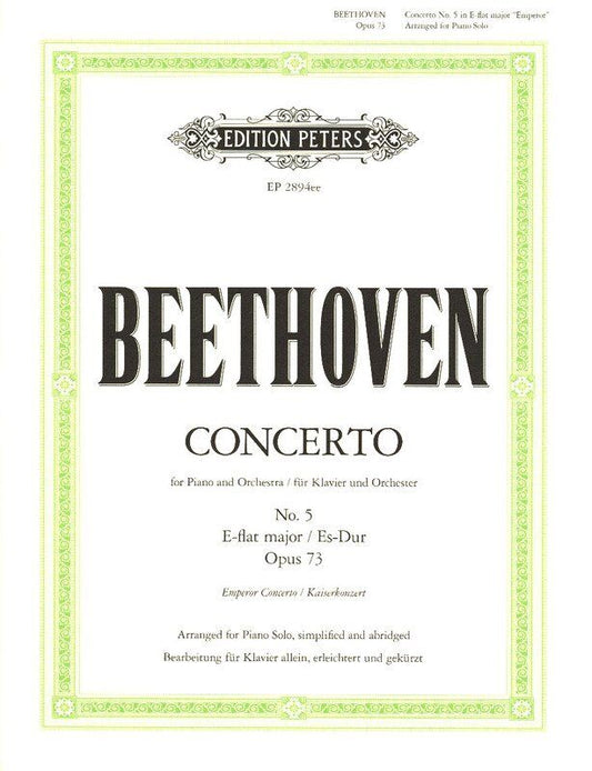 Beethoven - Concerto No 5 in E Flat Op 73 Piano Solo Abridged Edition