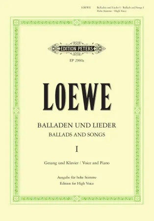 15 Ballads And Songs Vol. 1 - Classical Vocal High Voice by Carl Loewe - Peters EP2960A