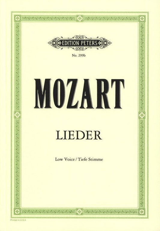 Songs 29 Low Ed Friedlaender - Vocal Score of 29 Songs by Mozart, Edition Peters, 1 Page