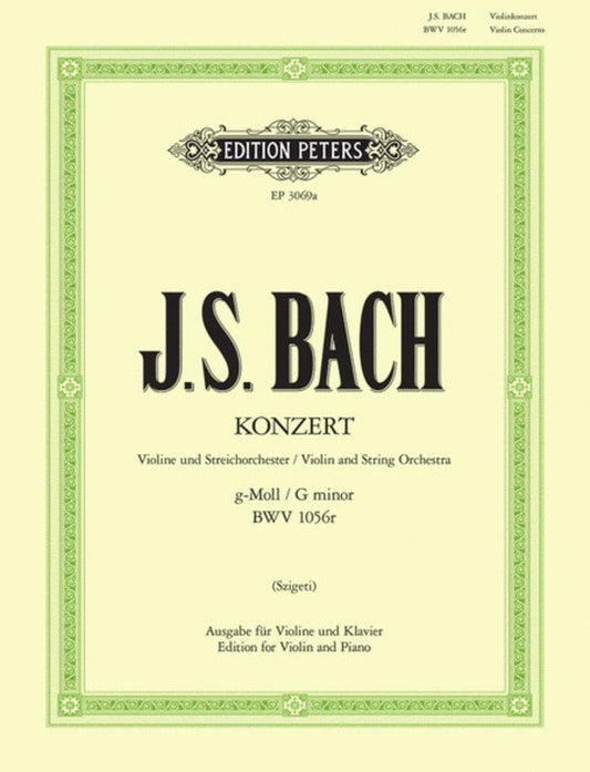 Concerto Bwv 1056 G Min Ed Szigeti Violin Piano (Softcover Book)
