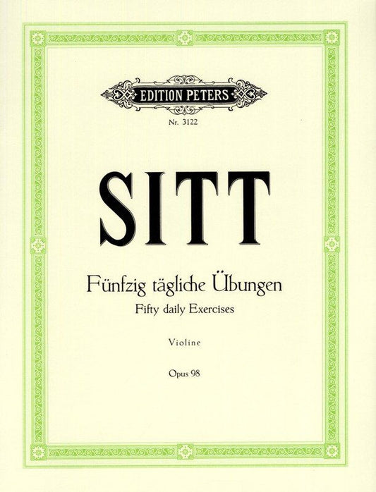 SITT 50 Daily Exercises Op. 98 for Violin by Hans Sitt - Edition Peters