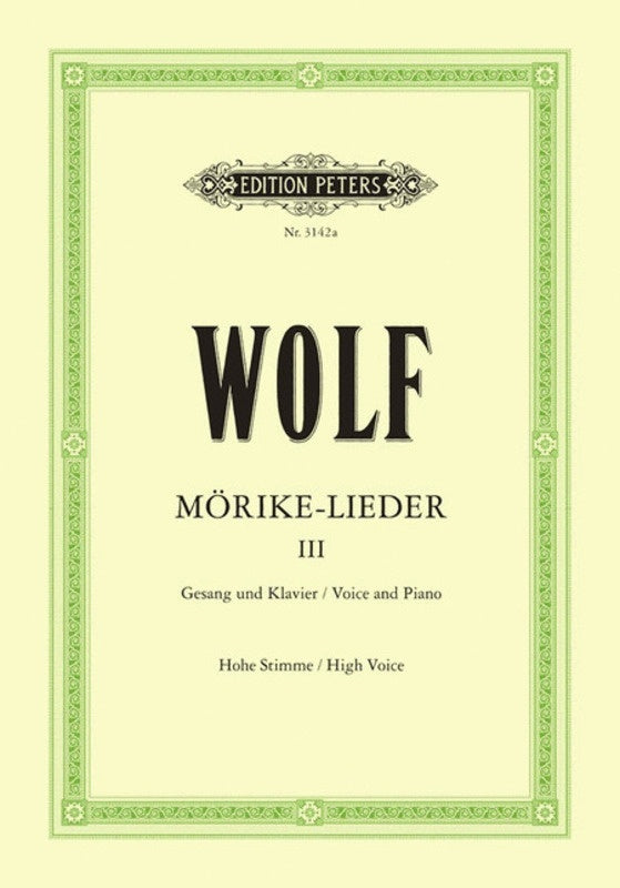 Morike Lieder Book 3 Nos 25-39 High-Med Ger/Eng (Softcover Book)