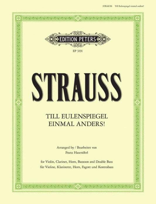 Till Eulenspiegel Op 28 clarinet Bassoon French Horn Violin Double Bass Sc/Pt (Music Score/Parts) Book