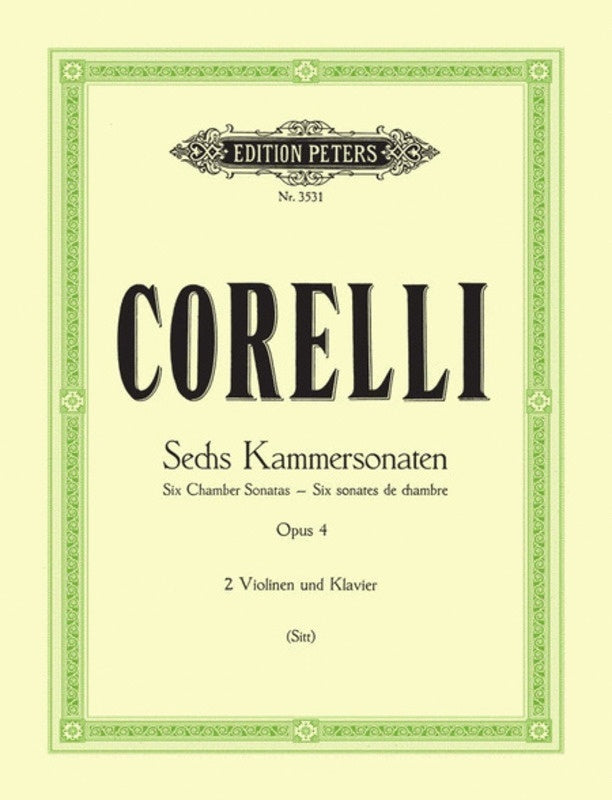 Sonatas Da Camera Op 4 Nos 1-6 2Violin/Piano (Softcover Book)