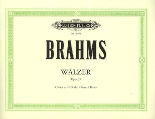 Waltzes Op. 39 for Piano Duet by Johannes Brahms, Edition Peters, 1 Page