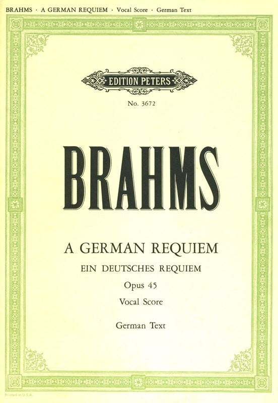 Brahms - German Requiem Op 45 Vocal Score German (Softcover Book)