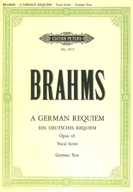 Brahms - German Requiem Op 45 Vocal Score German (Softcover Book)