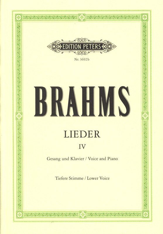 Songs Compilation Book 4 for Medium Low Voice by Johannes Brahms, Vocal Score, Edition Peters, 1 Page