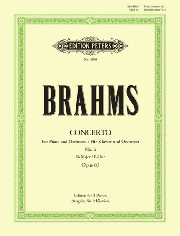 Brahms - Piano Concerto No 2 B Flat Op 83 2P 4H (Softcover Book)