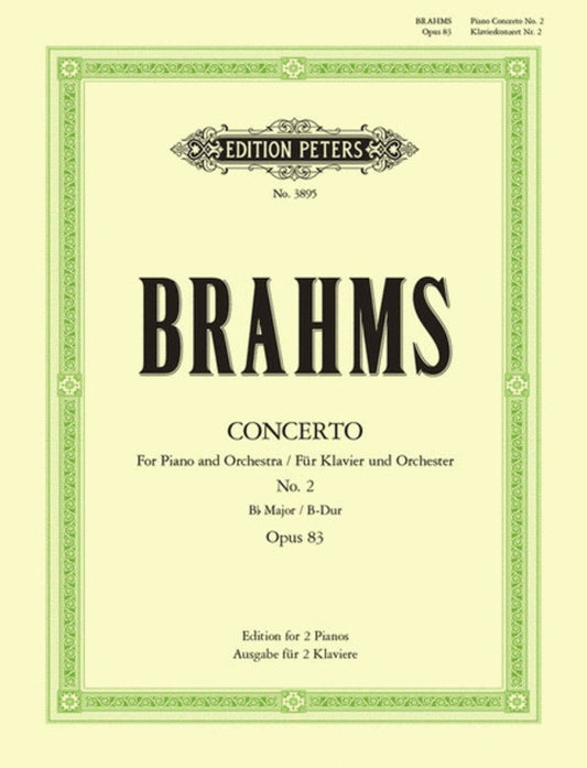 Brahms - Piano Concerto No 2 B Flat Op 83 2P 4H (Softcover Book)