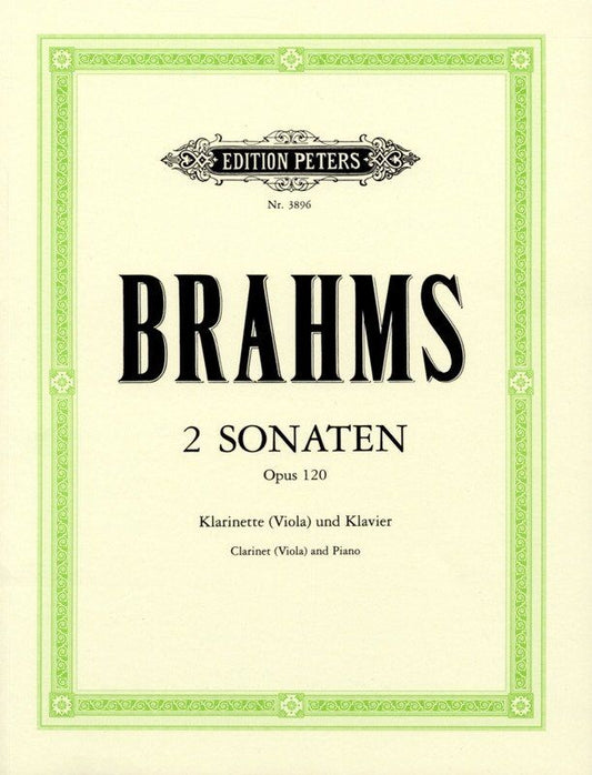 Brahms - 2 Sonatas Op. 120 for Clarinet (Viola) and Piano, Edition Peters