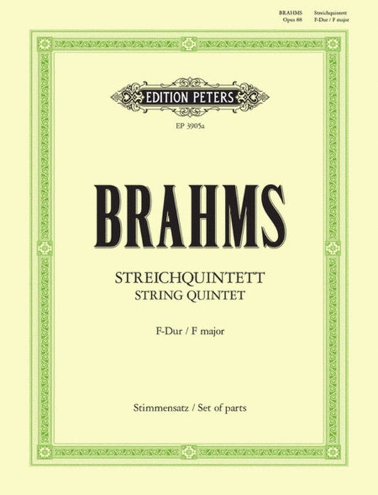 Quintet No 1 Op 88 F 2 Violin 2 Viola Vc (Music Score/Parts) Book