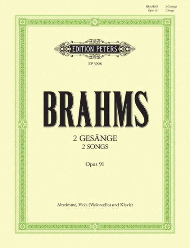 Songs 2 Op 91 Contralto/Vla/ Piano (Ger/Eng) (Softcover Book)
