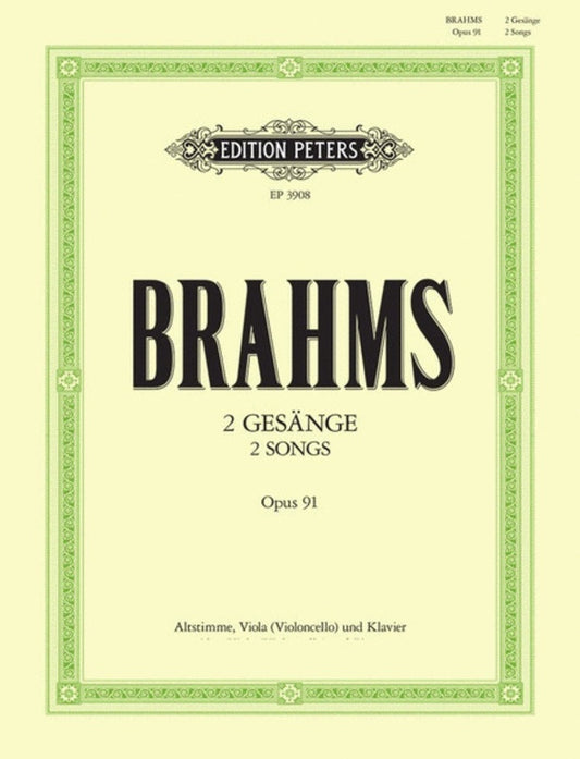 Songs 2 Op 91 Contralto/Vla/ Piano (Ger/Eng) (Softcover Book)