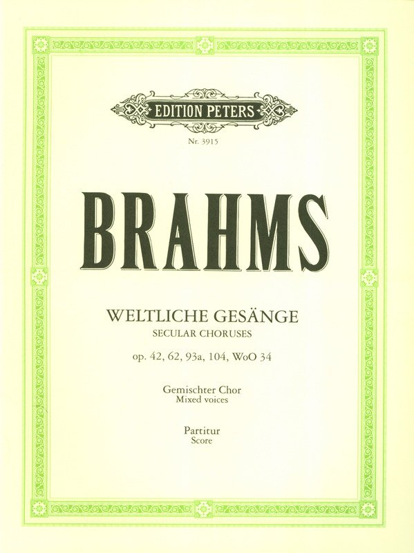 Brahms: 35 Secular Choruses — Choral Score (Edition Peters)