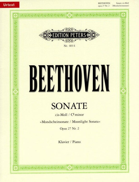 Beethoven Moonlight Sonata Op. 27 No. 2 Urtext Edition for Piano Solo by Edition Peters